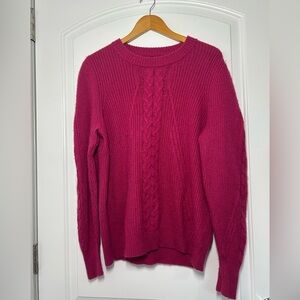 NAADAM Cable Knit Wool Cashmere Blend Crewneck Sweater Pink size XL cozy preppy